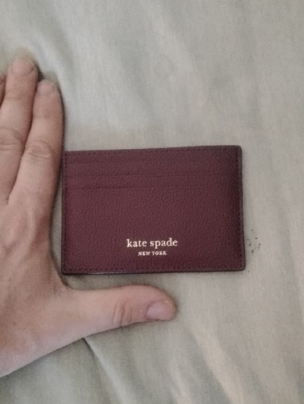 kate spade Pebbled Card Holder in Burgundy - Picture 2 of 8